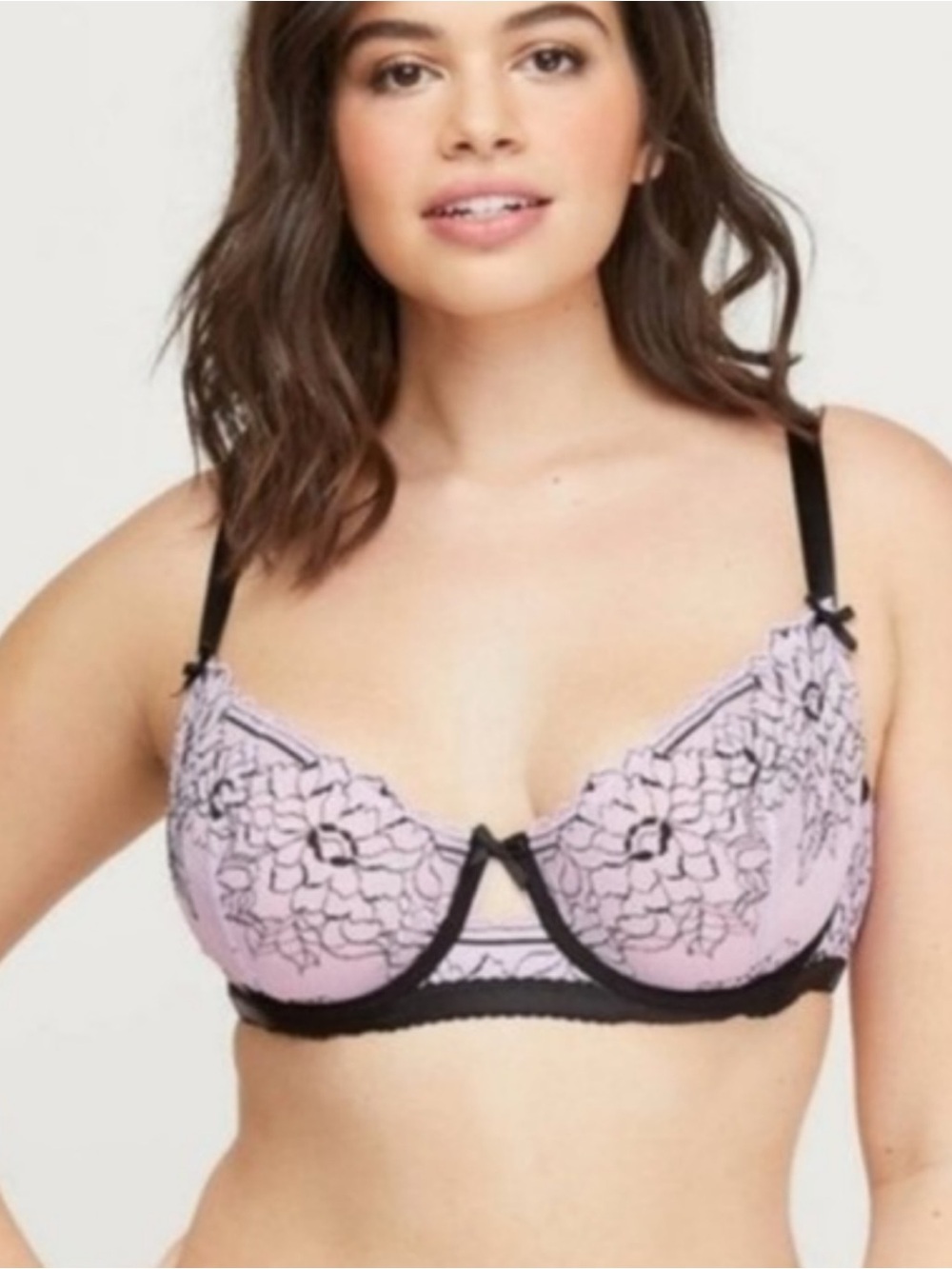 Cacique Purple Floral Mesh Lace Unlined Underwire Bra Size 40DD Coquette Whimsy